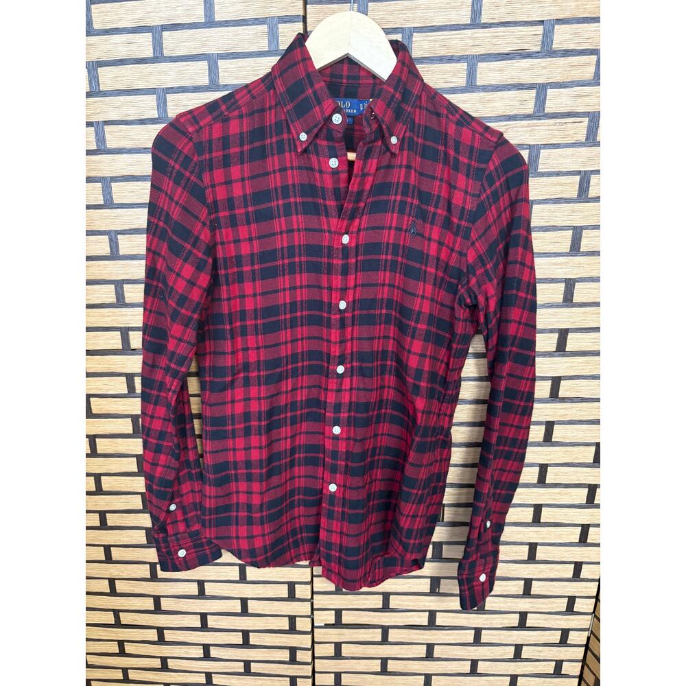 Polo Ralph Lauren Red And Black‎ Plaid Button Down Shirt Size Small